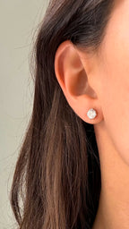 Brinco Portuguese Cut 6mm Moissanite Prata 925