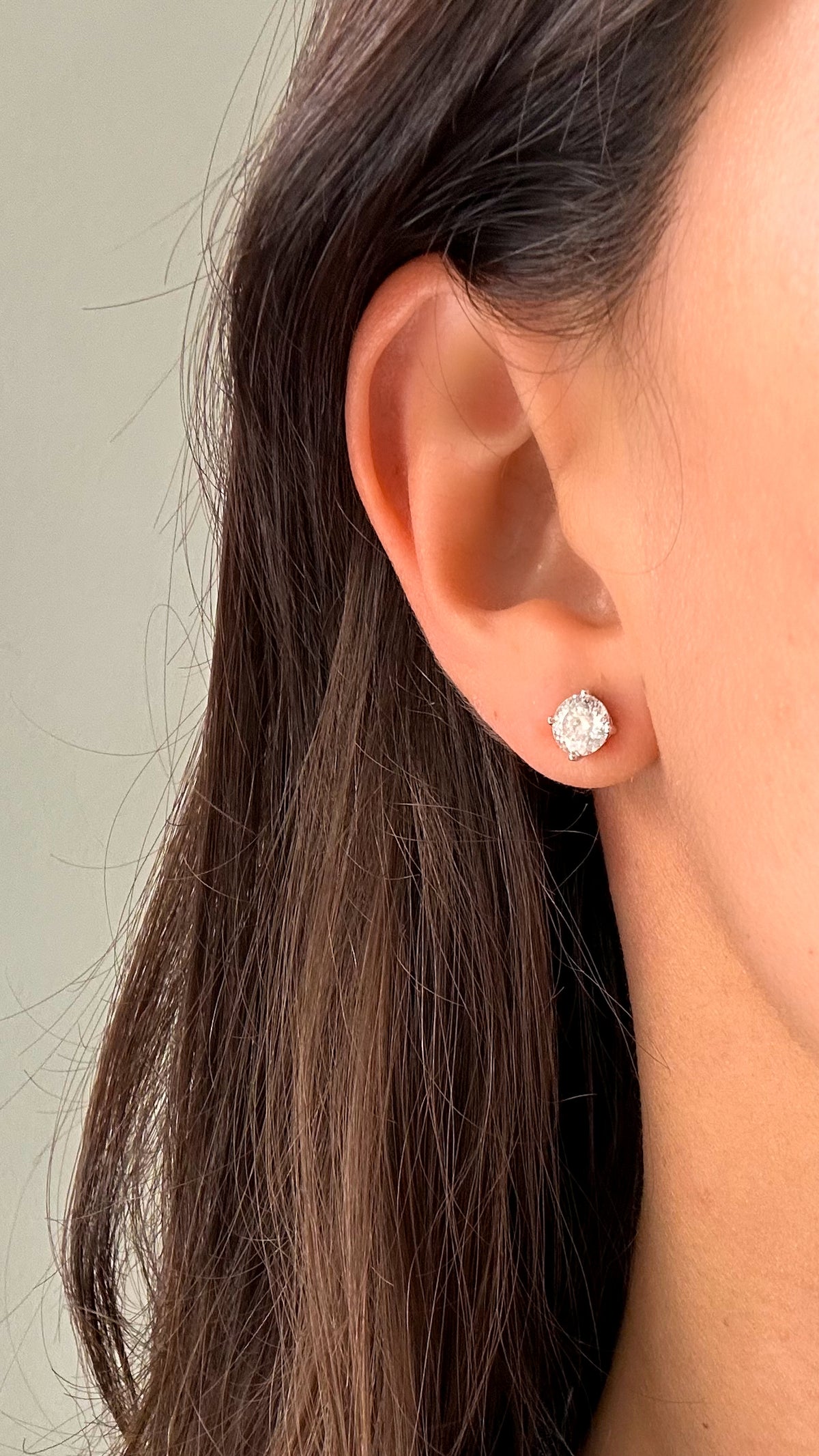 Brinco Portuguese Cut 6mm Moissanite Prata 925