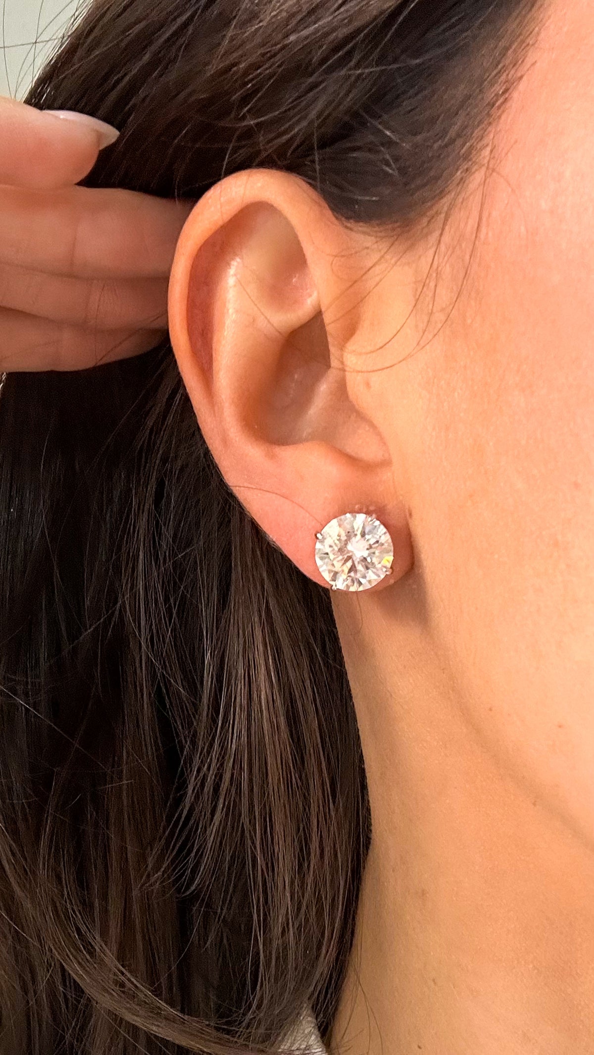 Brinco Esme Moissanite 10mm Prata 925