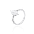 Anel Navete Solitário Moissanite Prata 925