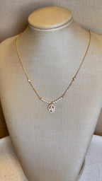 Colar Medalha com Pérolas Moissanite Prata 925
