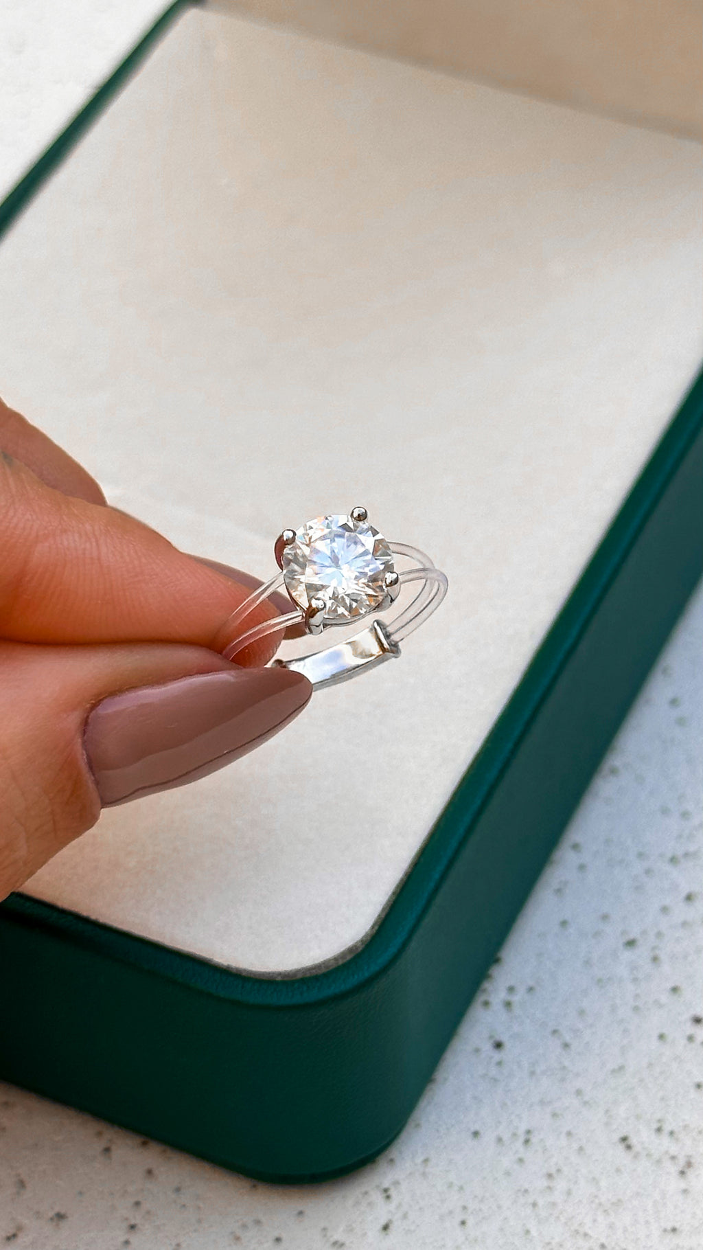 Anel Solitário Nylon 2ct Moissanite Prata 925