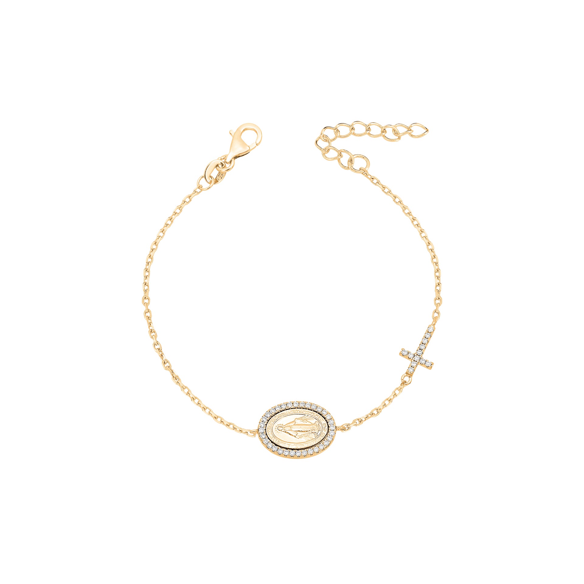 Pulseira Medalha Cruz Moissanite Prata 925