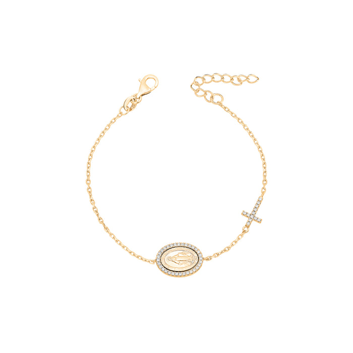 Pulseira Medalha Cruz Moissanite Prata 925