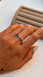 Anel Cruz Moissanite Prata 925