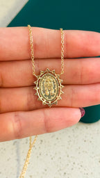 Colar Medalha Milagrosa Moissanite Prata 925