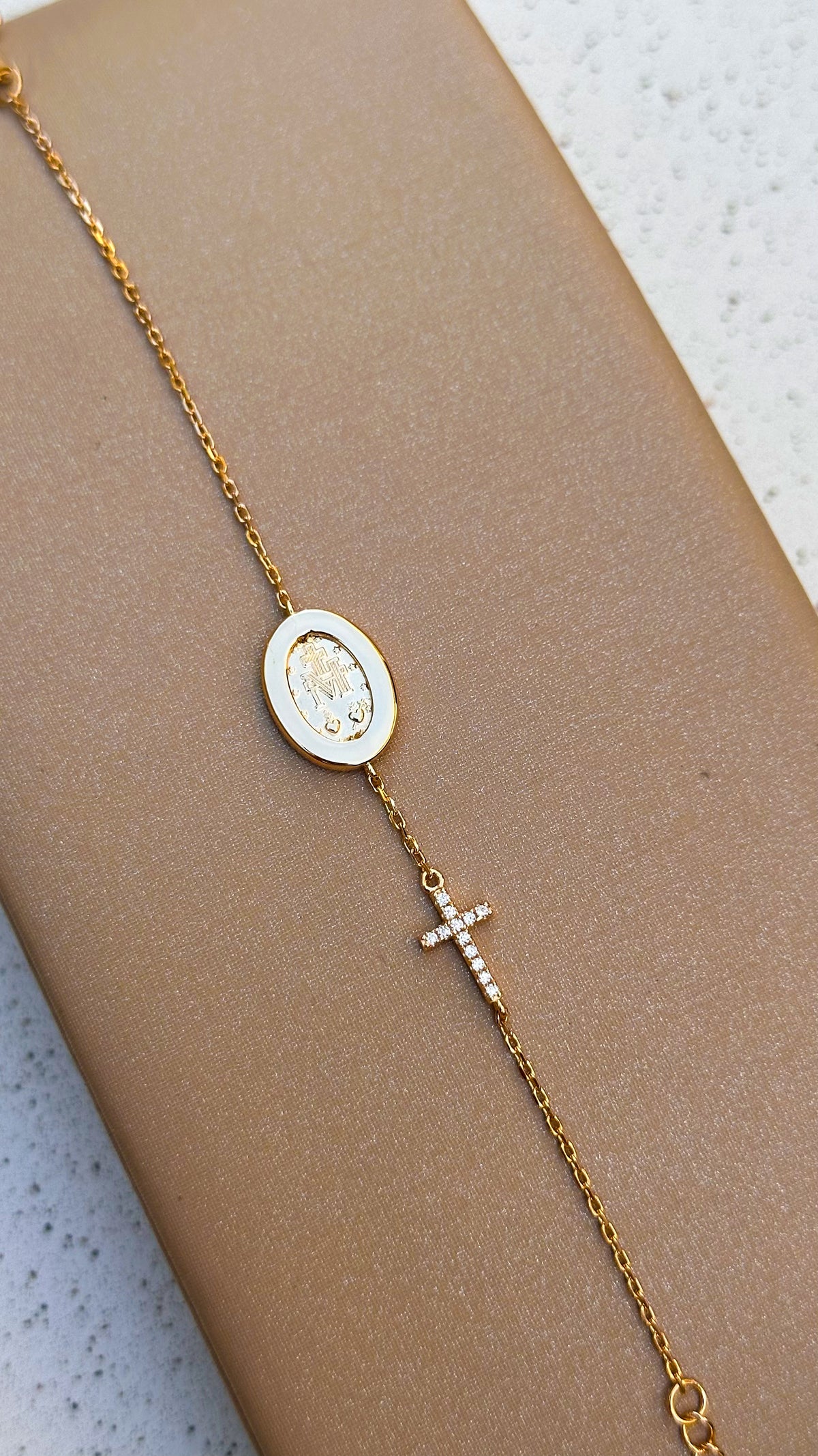 Pulseira Medalha Cruz Moissanite Prata 925