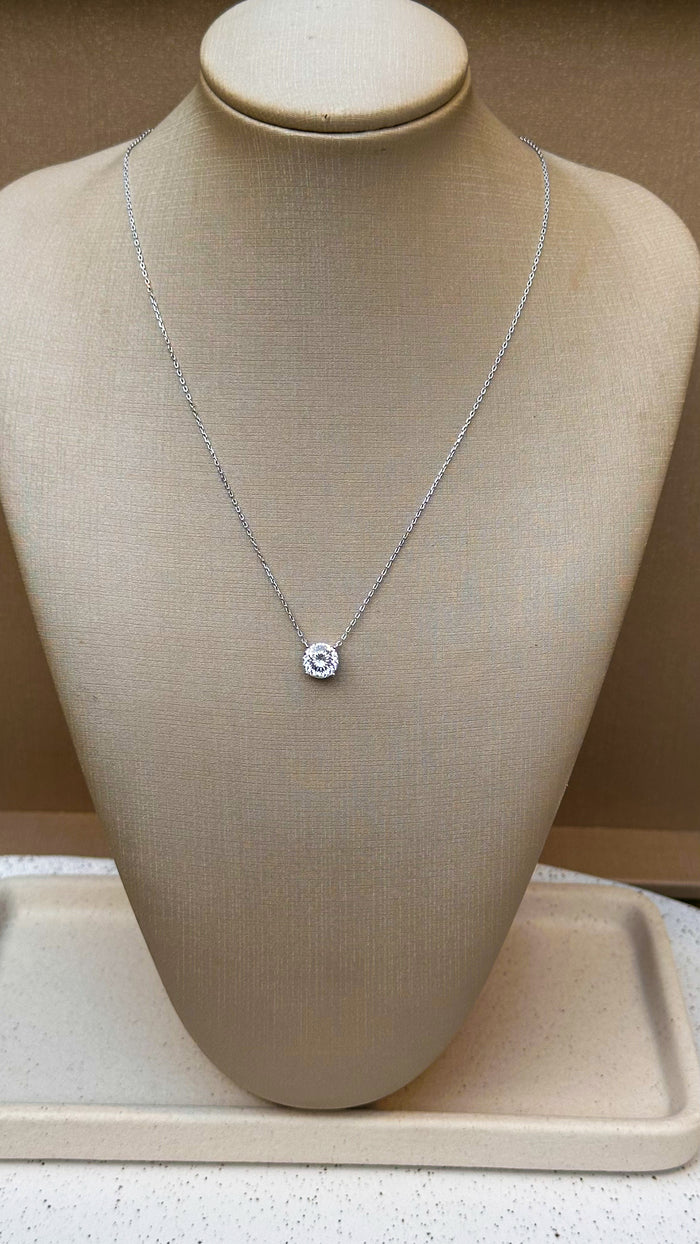 Colar Esme Portuguese Cut 8mm Moissanite Prata 925