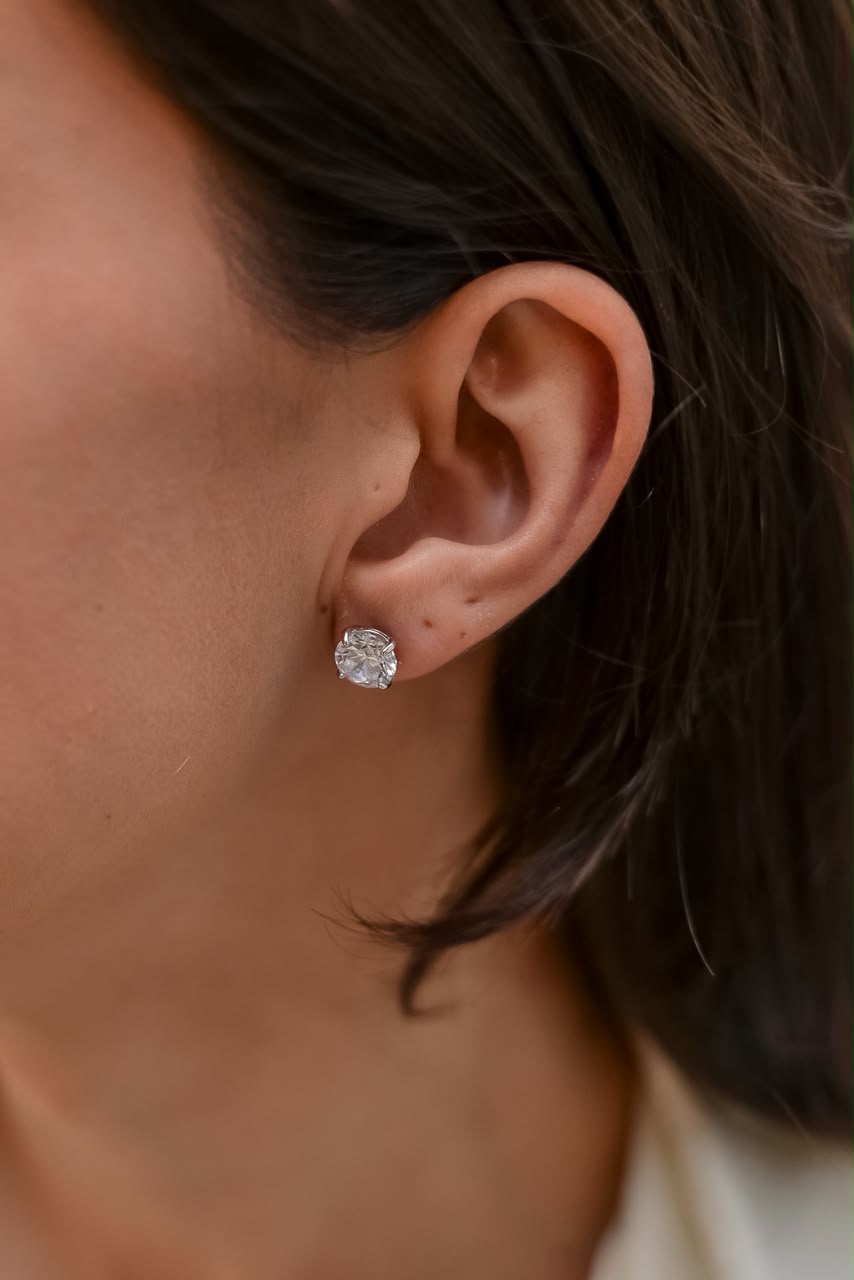 Brinco Clair Zircônia Cristal 8mm Prata 925