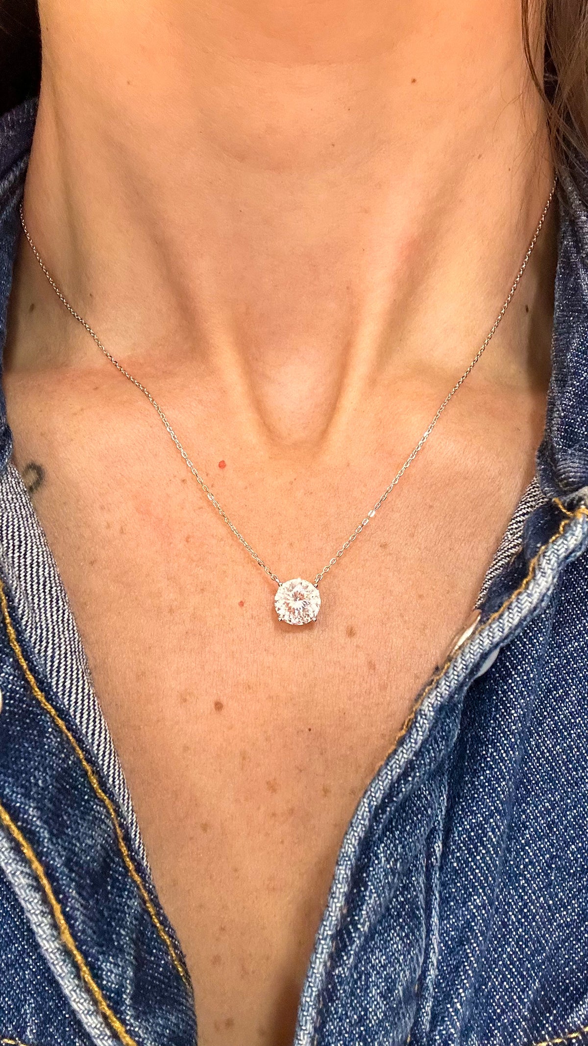 Colar Esme Portuguese Cut 8mm Moissanite Prata 925