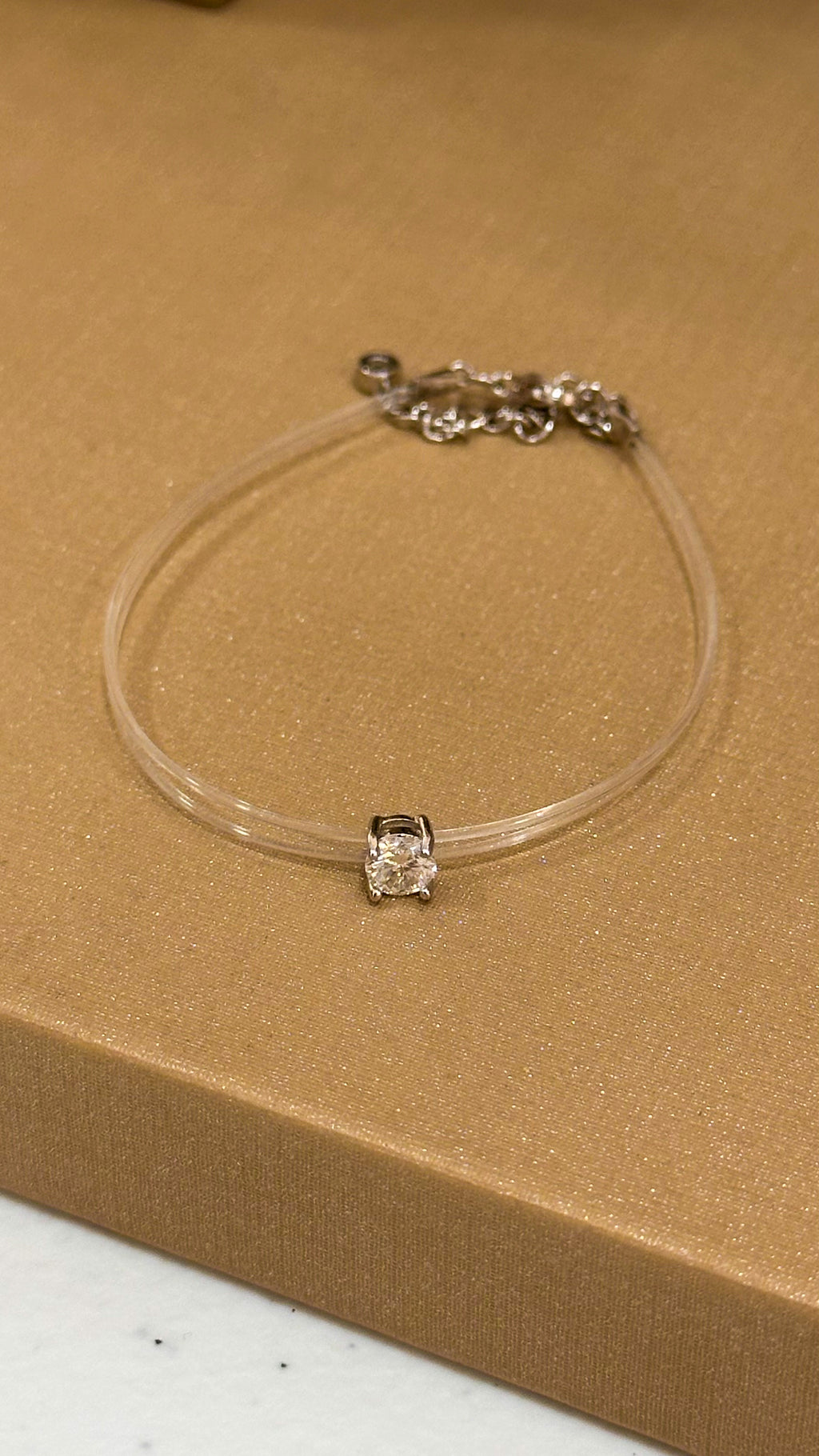 Pulseira Fio de Nylon 0,5ct Moissanite Prata 925