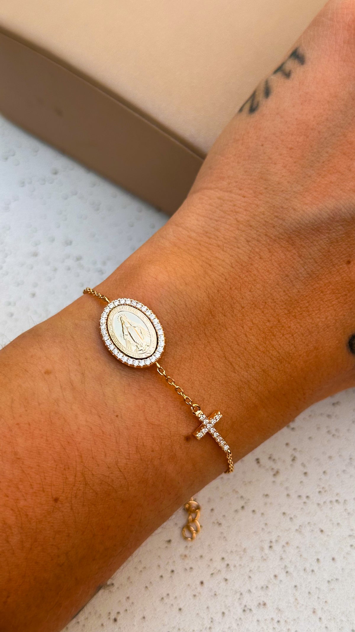 Pulseira Medalha Cruz Moissanite Prata 925
