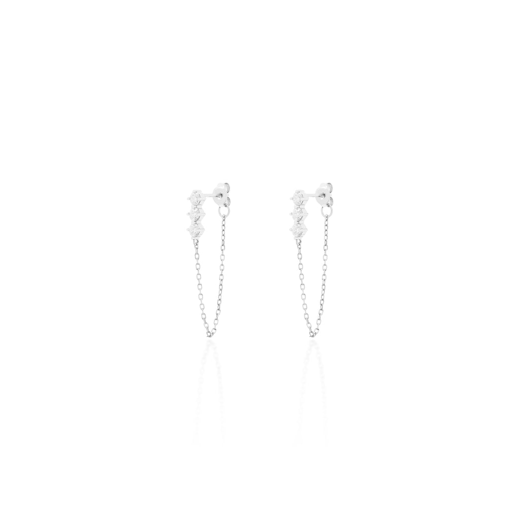 Brinco Triad Sparkle Moissanite Prata 925 — Rubiê Joias