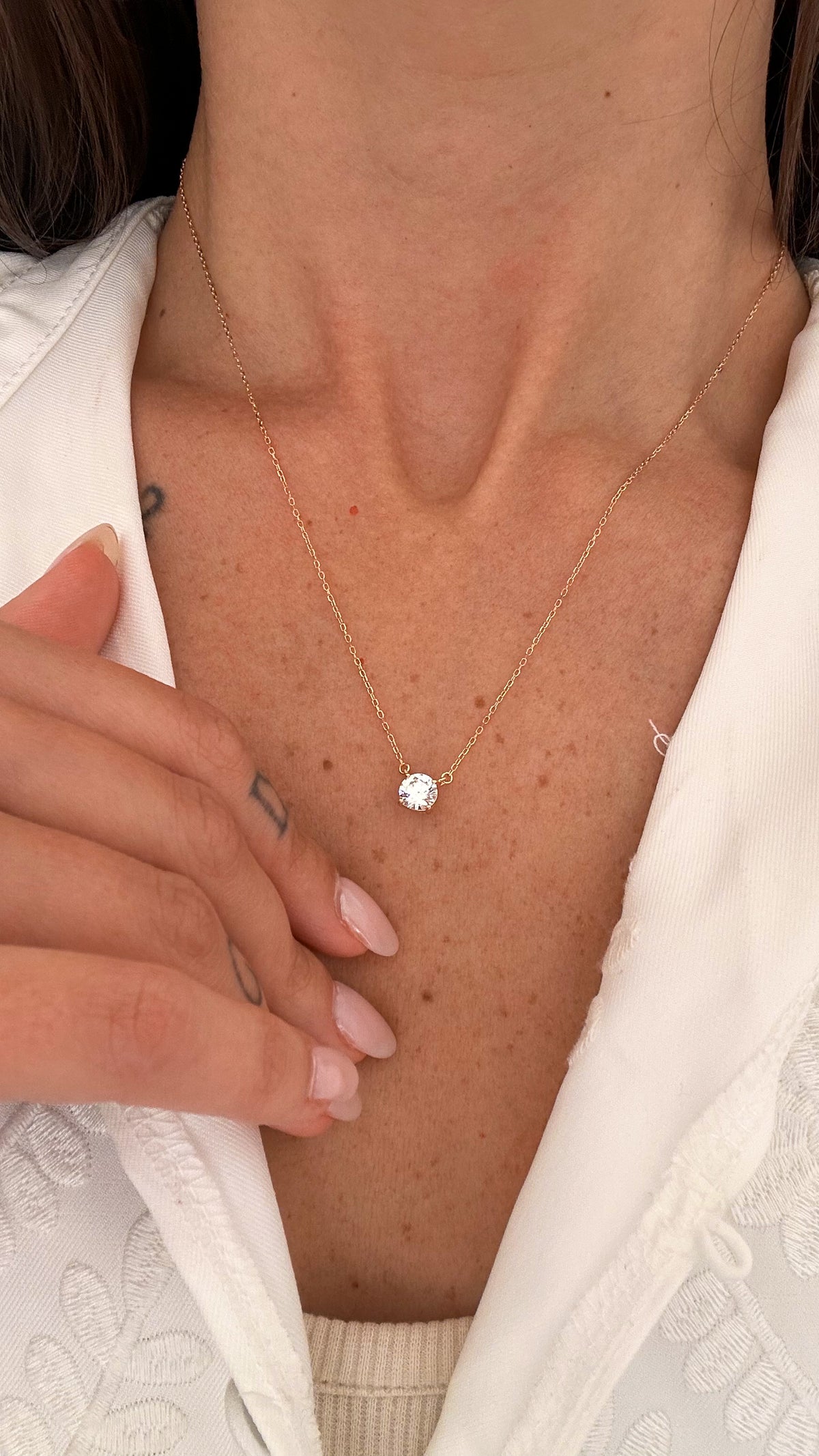 Colar Clair Zircônia Cristal 6mm Prata 925