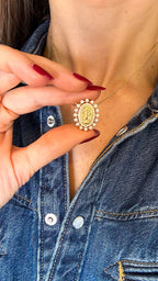 Colar Medalha Milagrosa Moissanite Prata 925