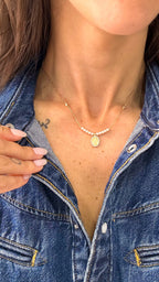 Colar Medalha com Pérolas Moissanite Prata 925