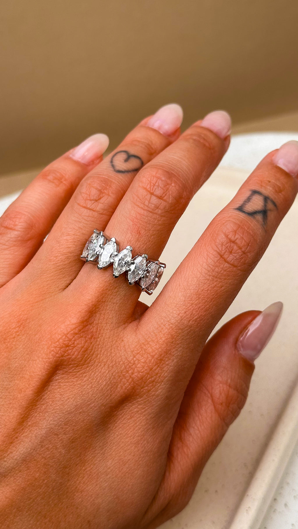 Anel Navete Moissanite Prata 925