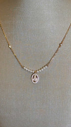 Colar Medalha com Pérolas Moissanite Prata 925