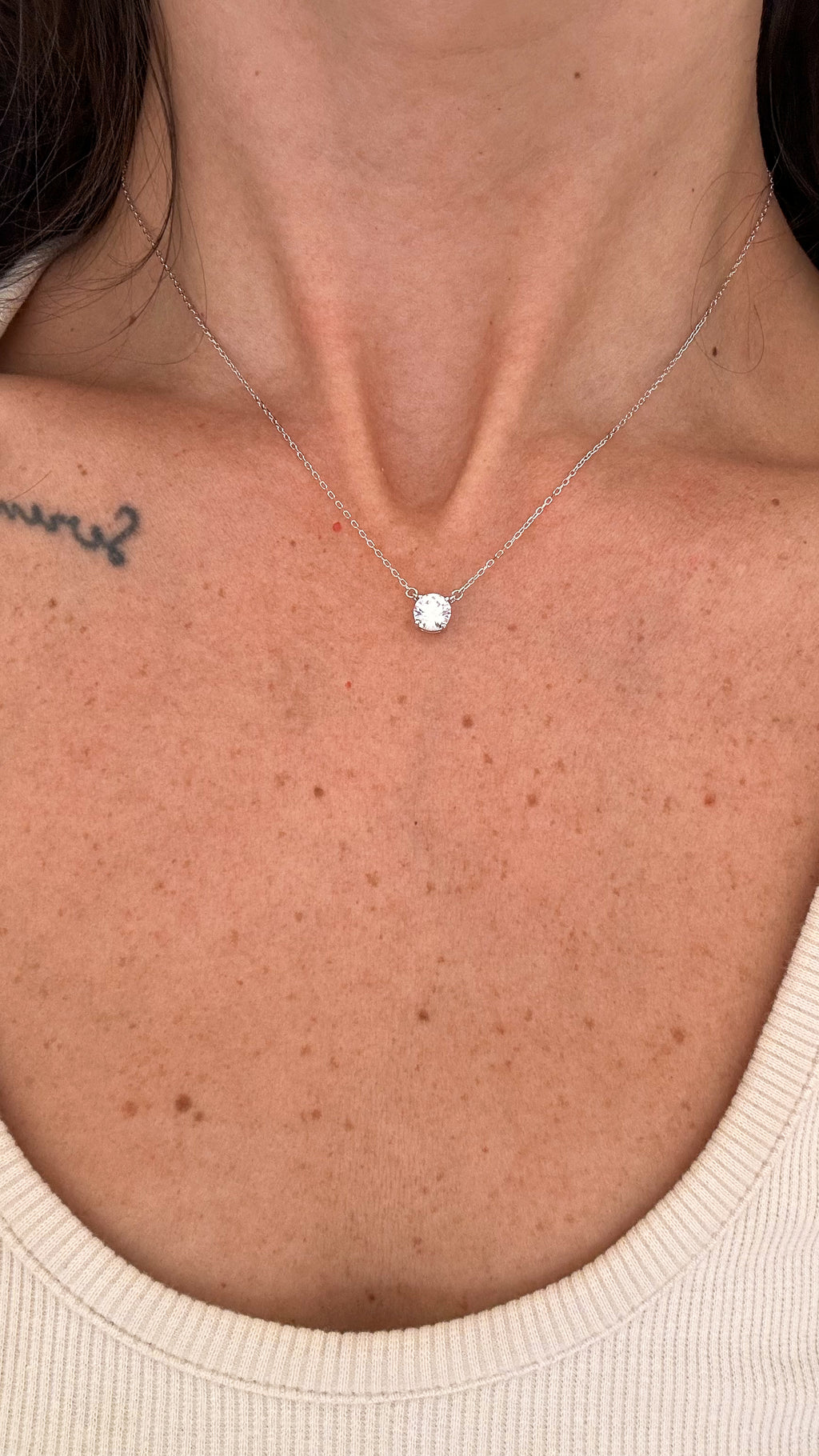 Colar Clair Zircônia Cristal 6mm Prata 925