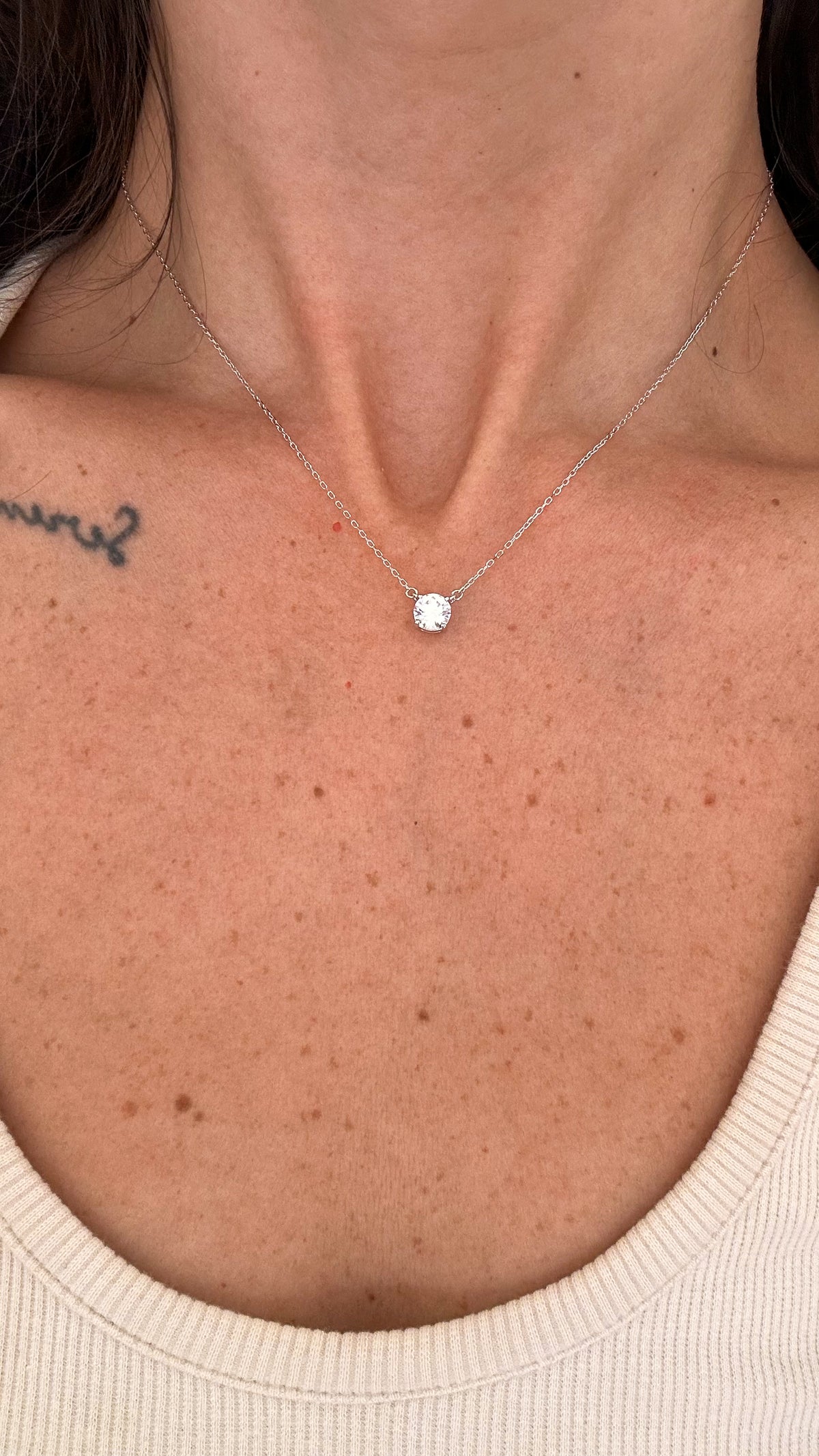 Colar Clair Zircônia Cristal 6mm Prata 925