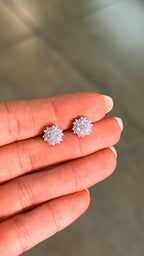 Brinco Flor Moissanite Prata 925
