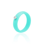 Anel Silicone Azul Turquesa Moissanite Prata 925 — Rubiê Joias