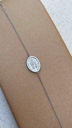 Pulseira Medalha Milagrosa Moissanite Prata 925