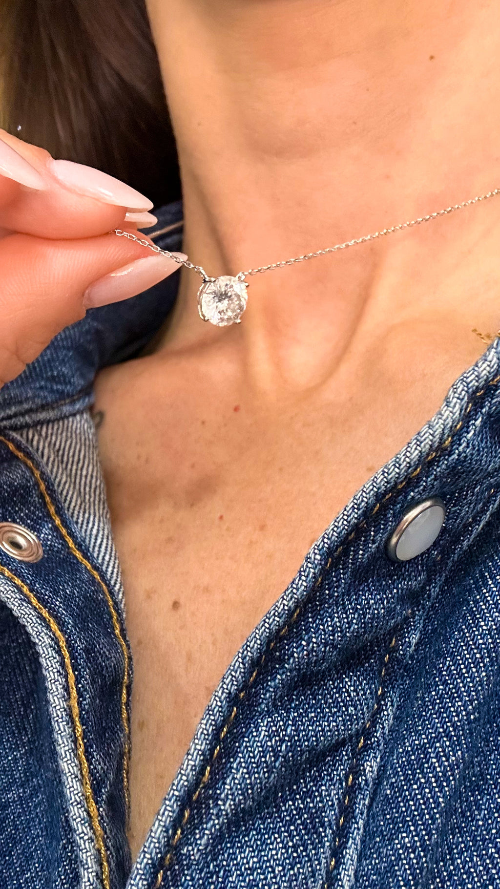 Colar Esme Portuguese Cut 8mm Moissanite Prata 925