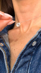 Colar Esme Portuguese Cut 8mm Moissanite Prata 925