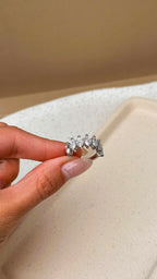 Anel Navete Moissanite Prata 925