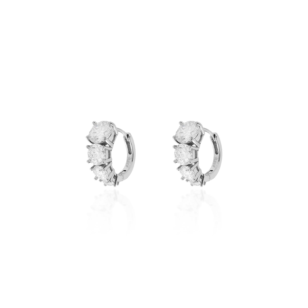 Brinco Argola Decrescente Moissanite Prata 925