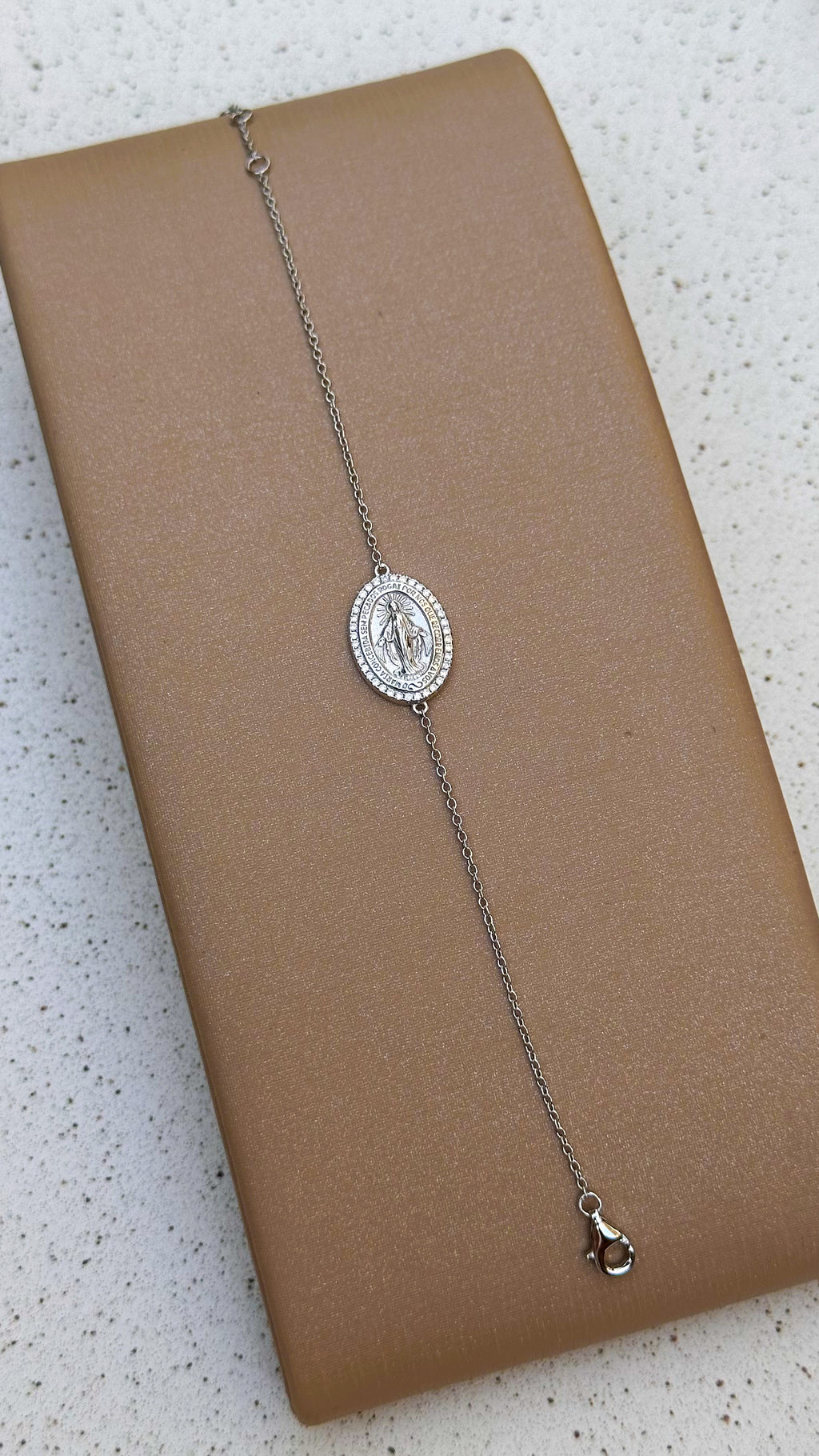 Pulseira Medalha Milagrosa Moissanite Prata 925