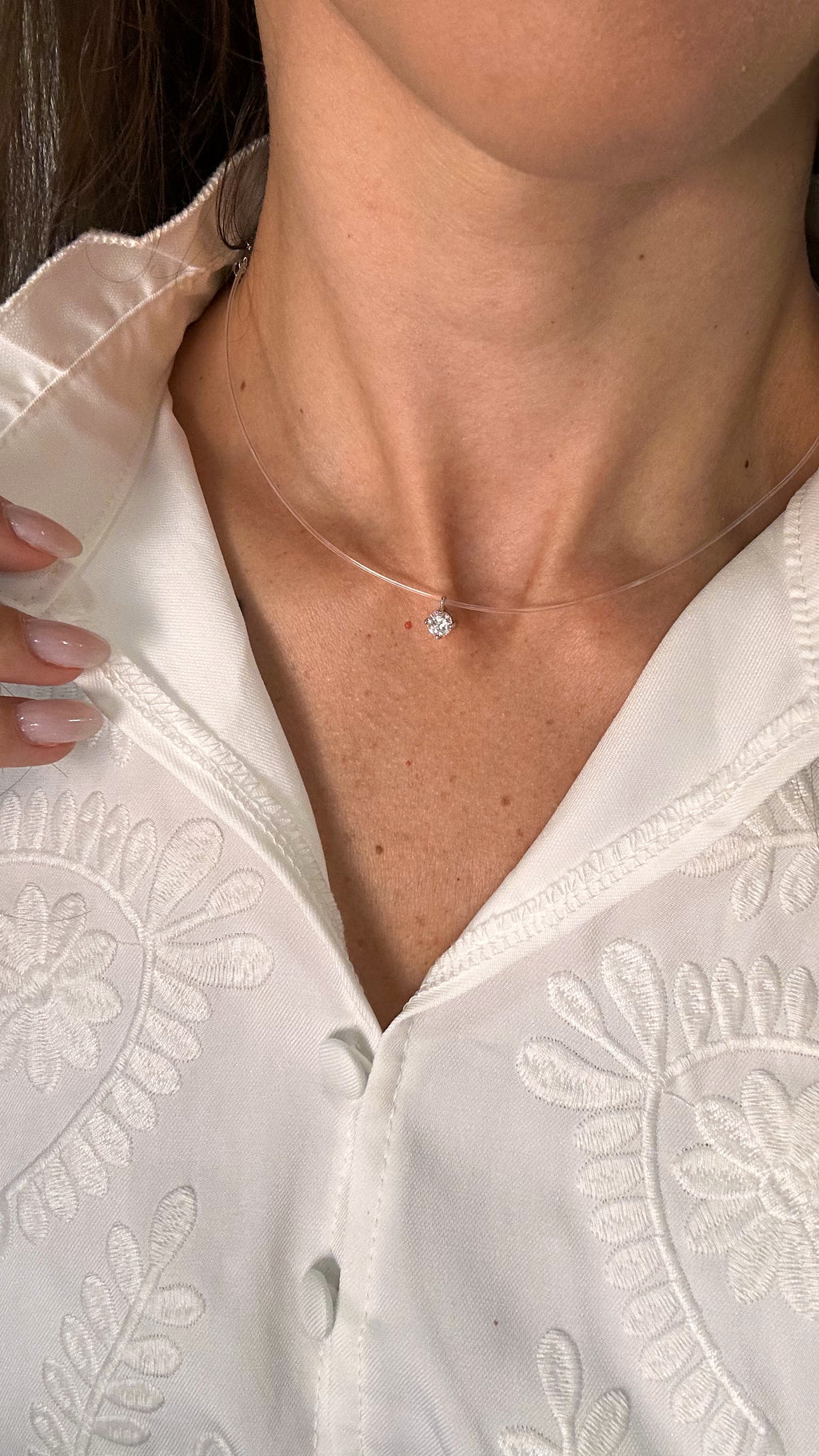 Colar Nylon 0,5ct Moissanite Prata 925