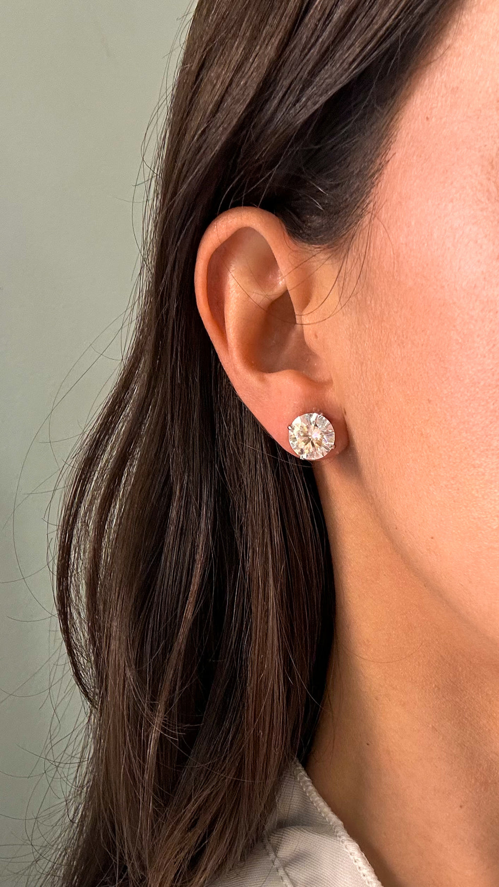 Brinco Esme Moissanite 10mm Prata 925