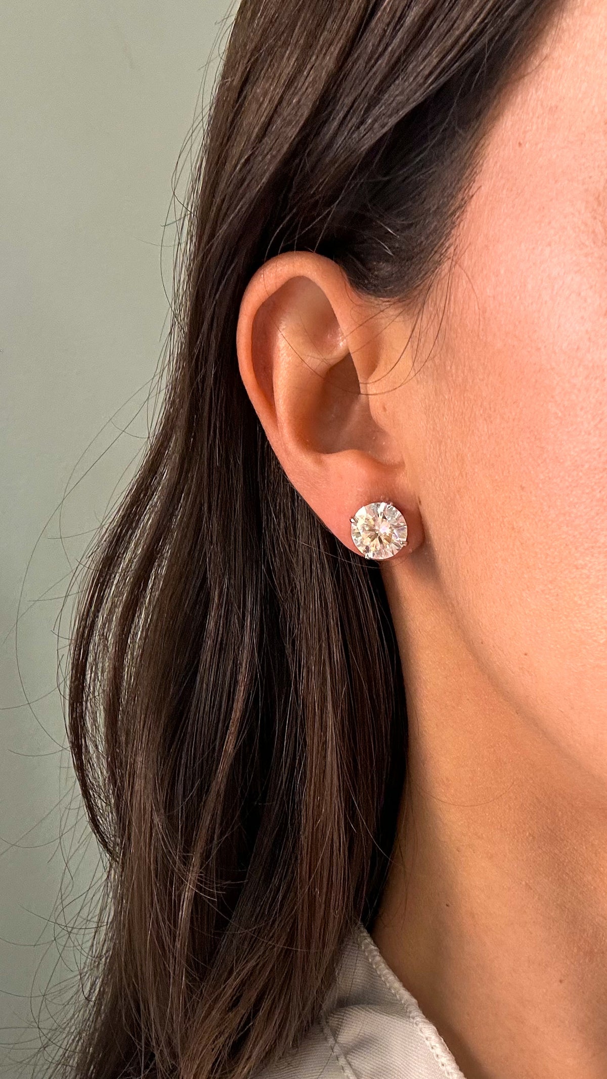 Brinco Esme Moissanite 10mm Prata 925