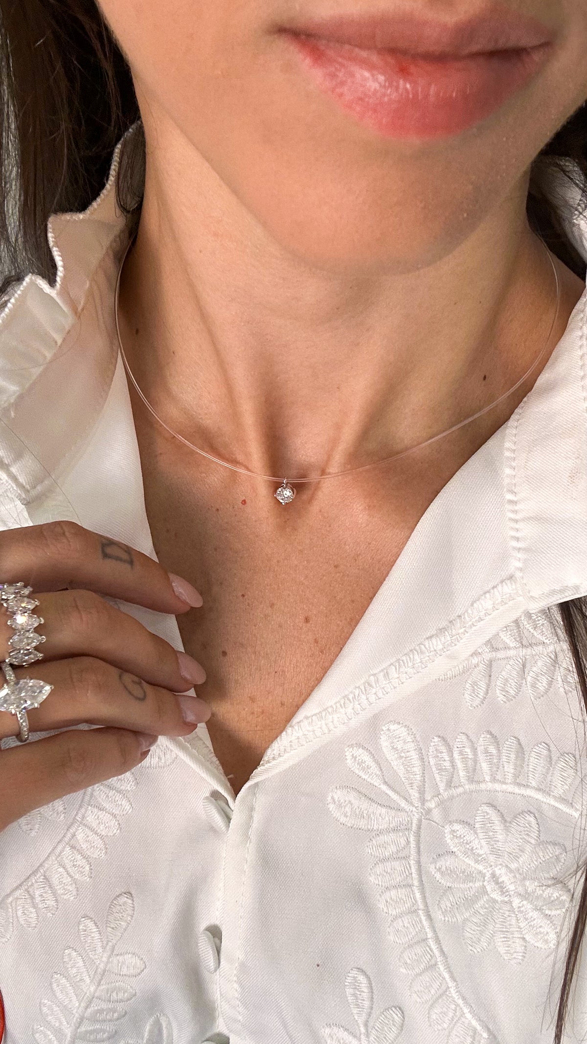 Colar Nylon 0,5ct Moissanite Prata 925