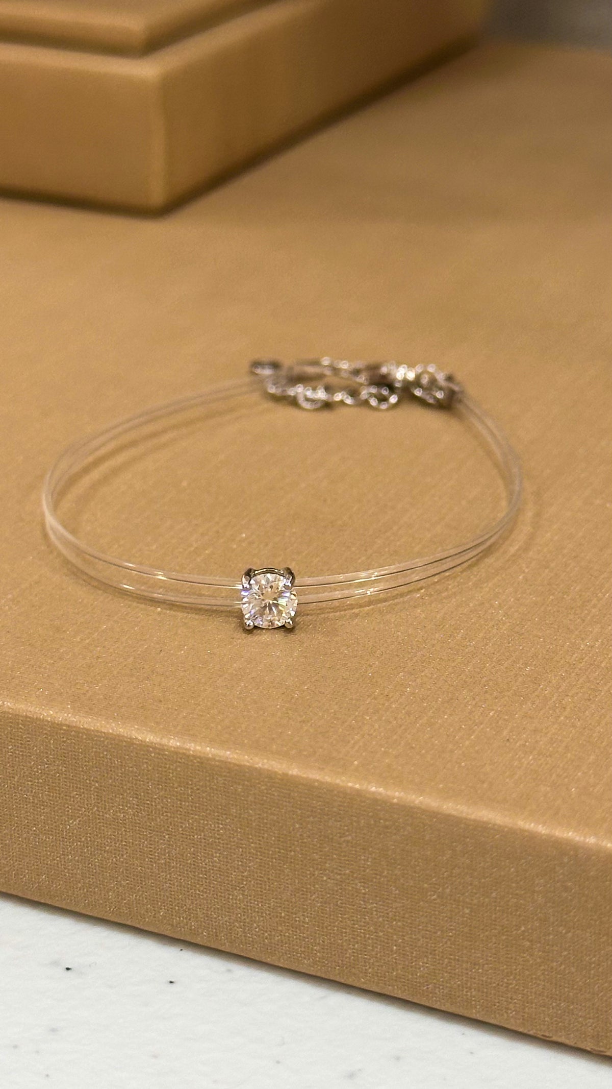 Pulseira Fio de Nylon 0,5ct Moissanite Prata 925