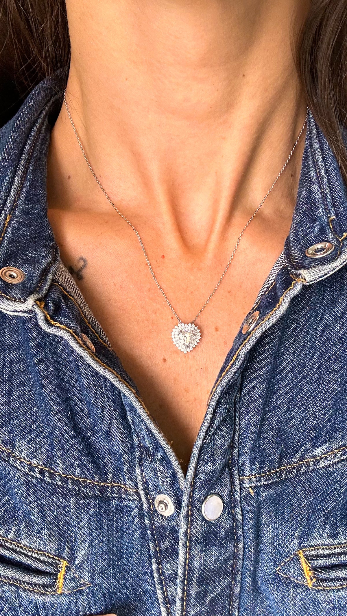 Colar Coração Moissanite Prata 925