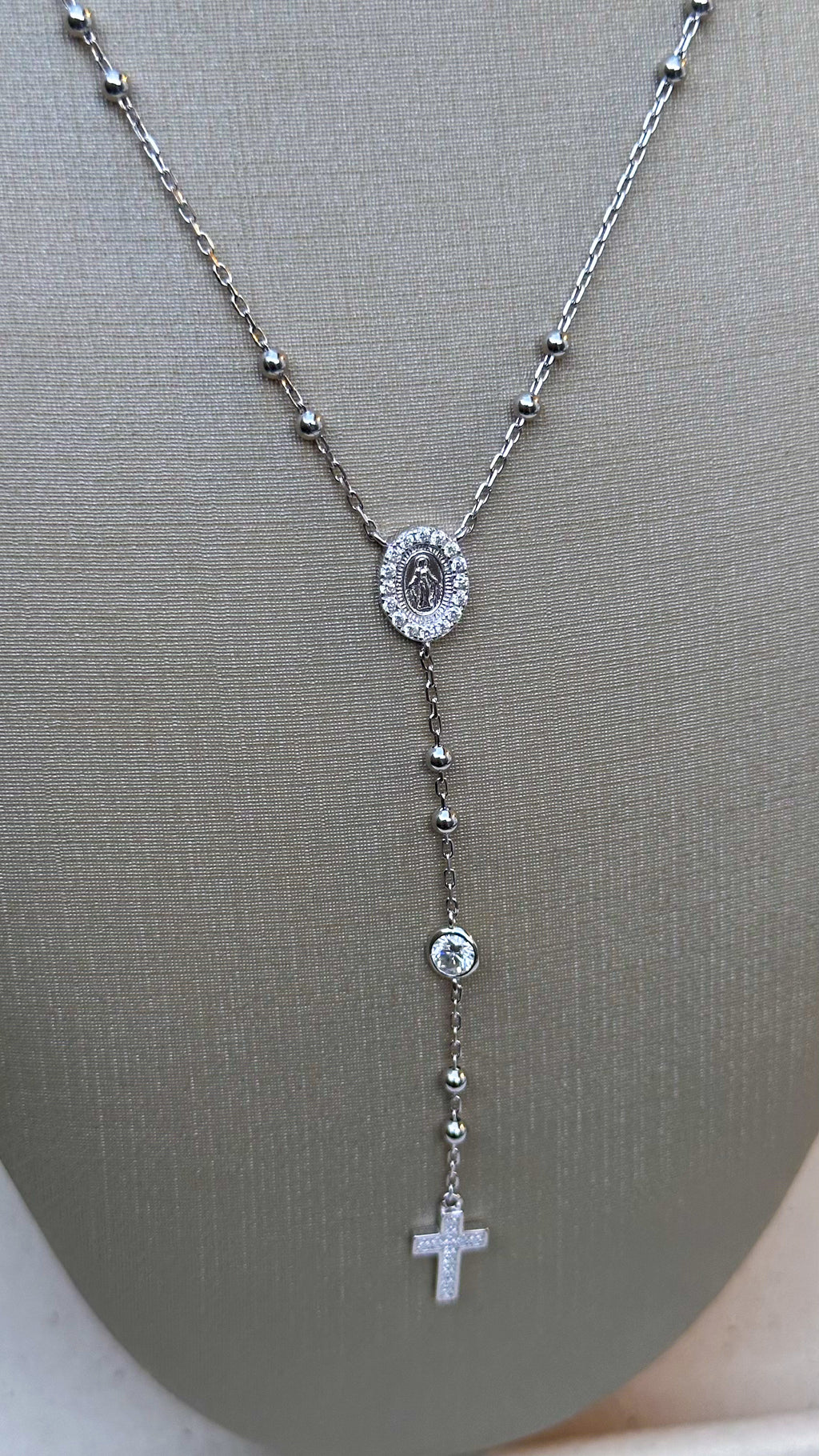 Colar Terço Moissanite Prata 925