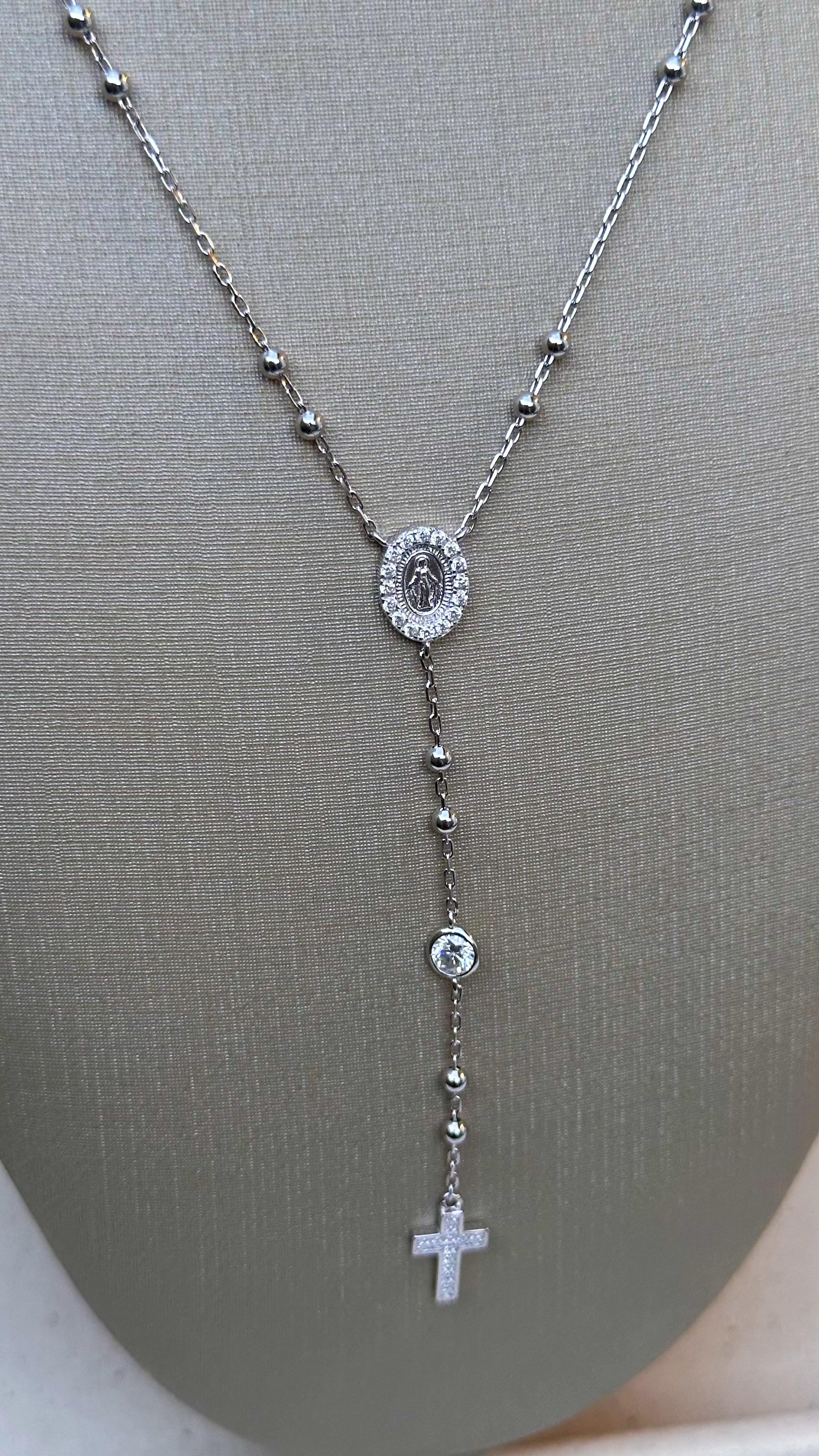 Colar Terço Moissanite Prata 925
