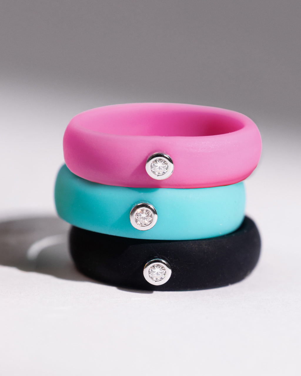 Anel Silicone Black Moissanite Prata 925