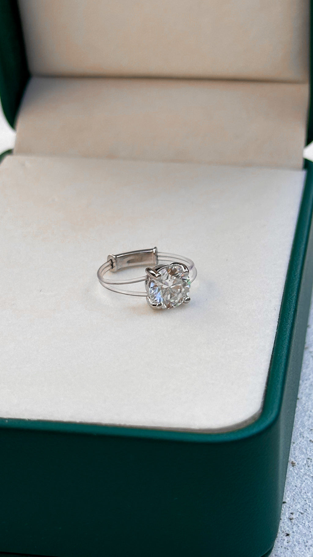 Anel Solitário Nylon 2ct Moissanite Prata 925