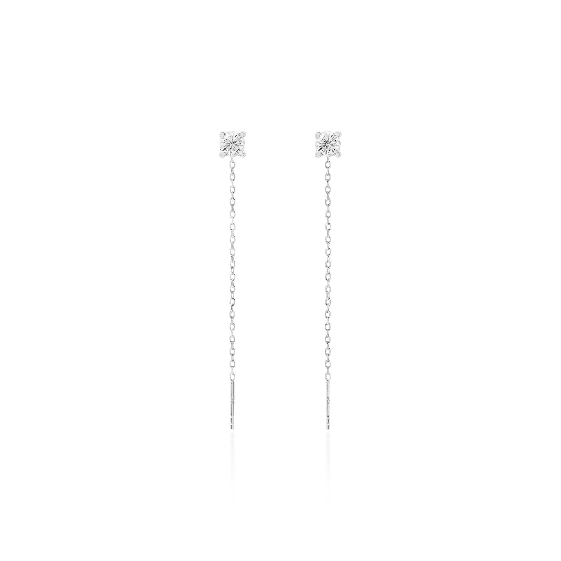 Brinco Corrente Moissanite Prata 925