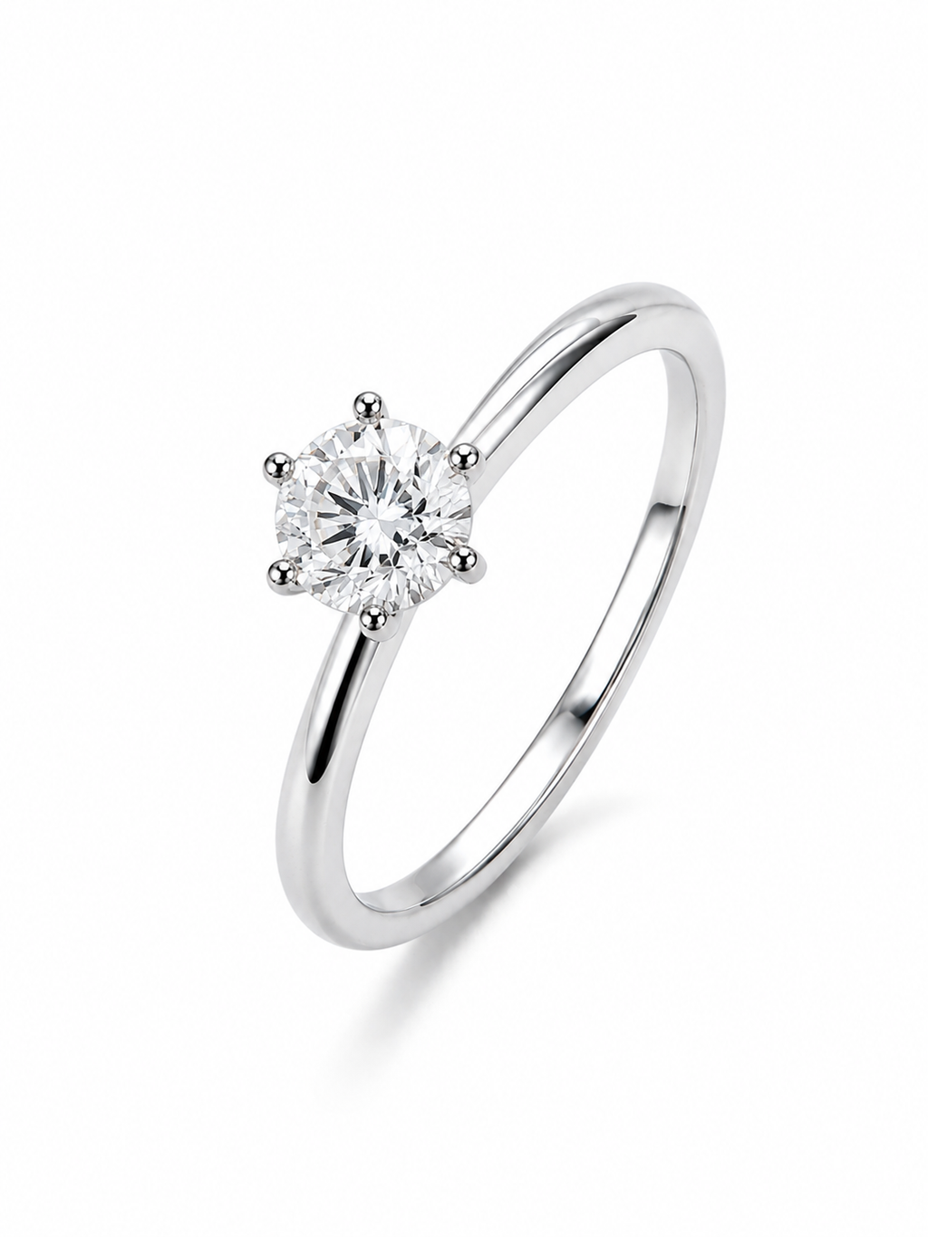 Anel Solitário Moissanite 6,5mm Prata 925