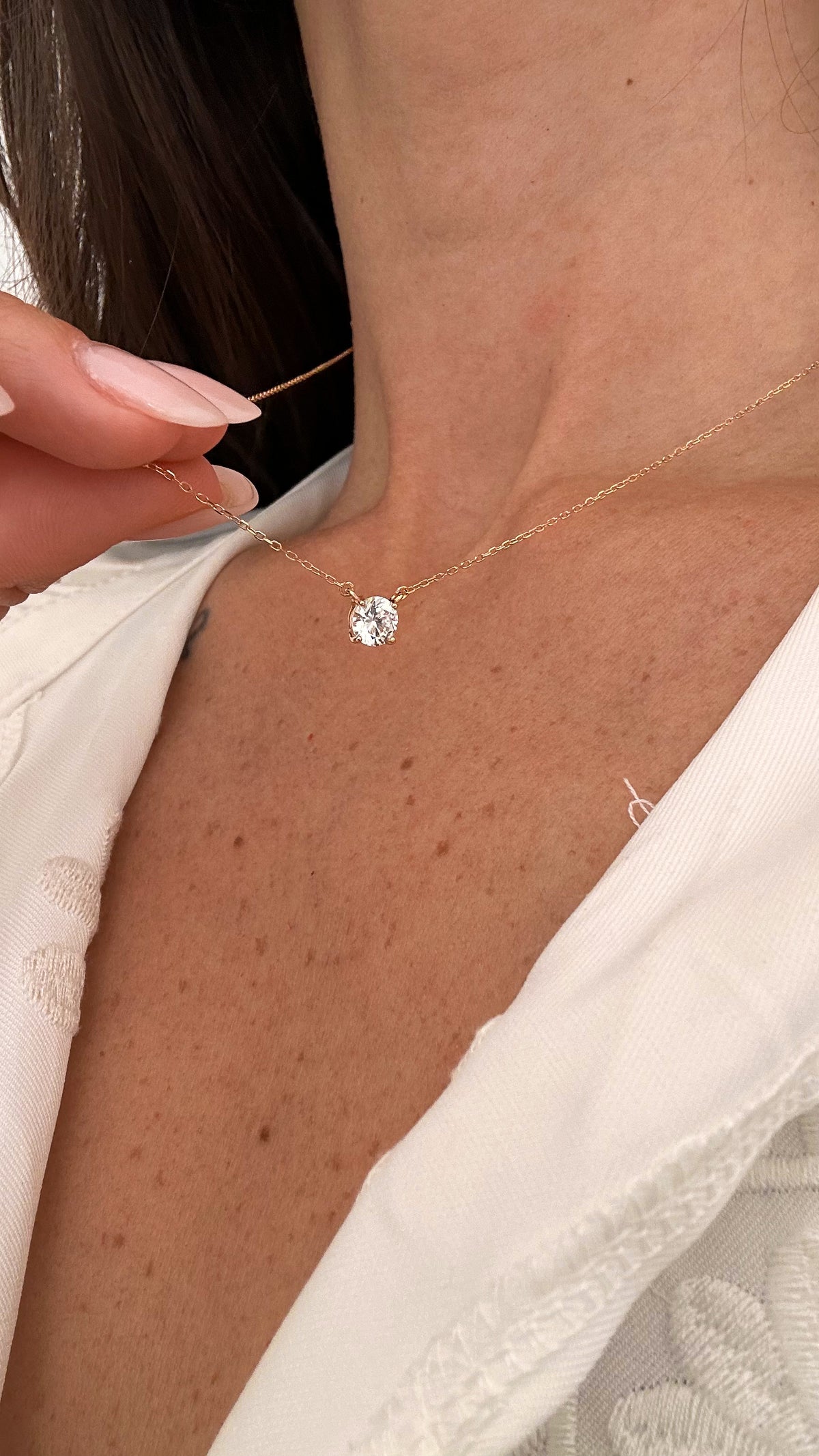 Colar Clair Zircônia Cristal 6mm Prata 925