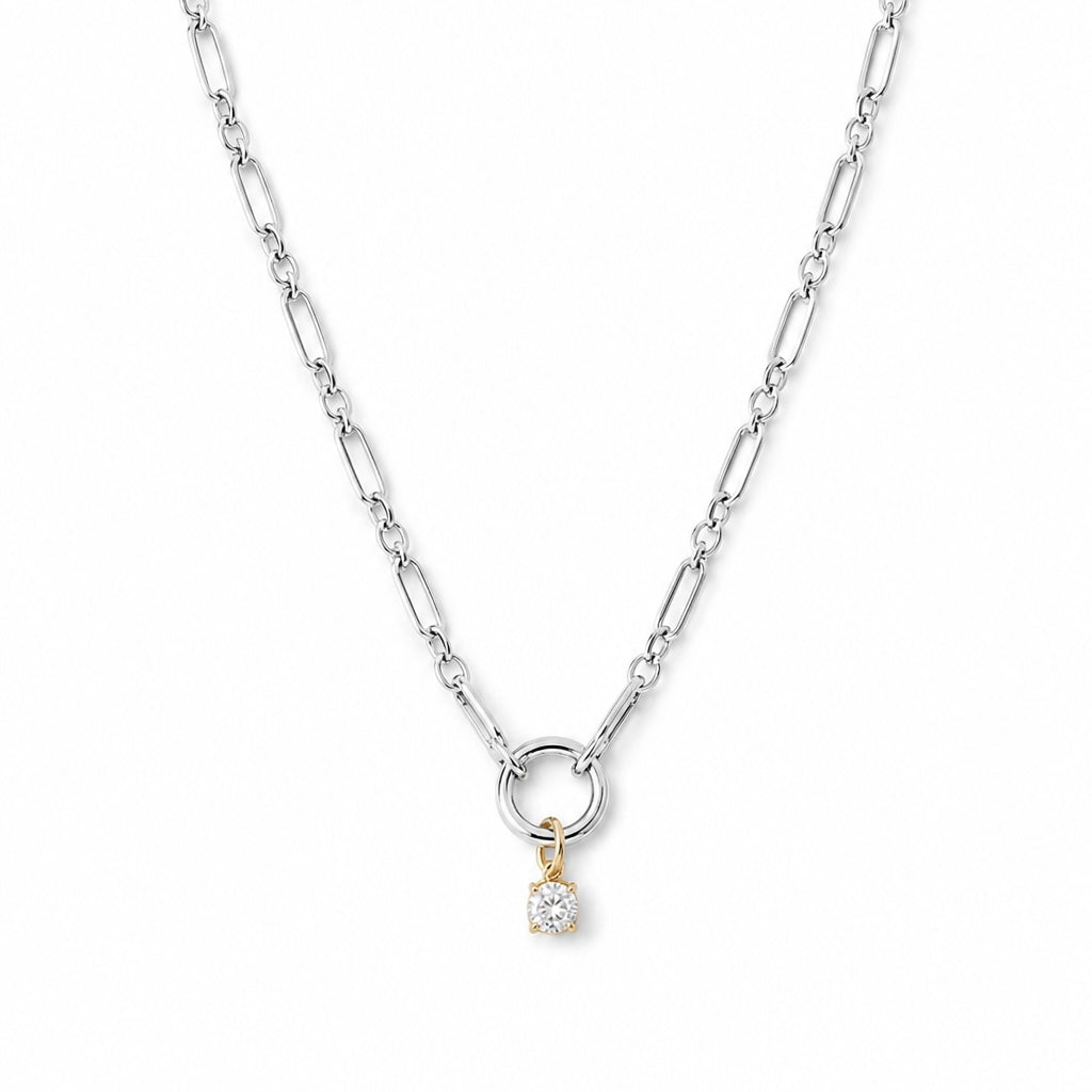 Colar Elos Groumet Moissanite Prata 925