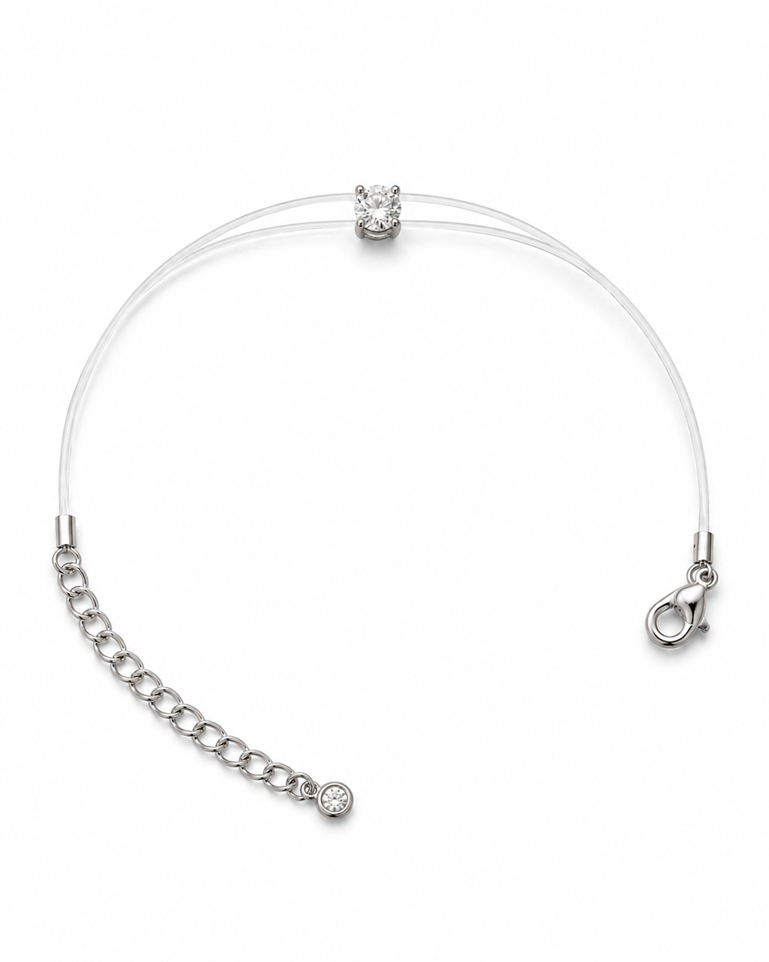 Pulseira Fio de Nylon 1ct Moissanite Prata 925