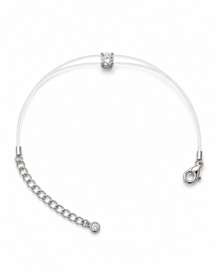 Pulseira Fio de Nylon 0,5ct Moissanite Prata 925