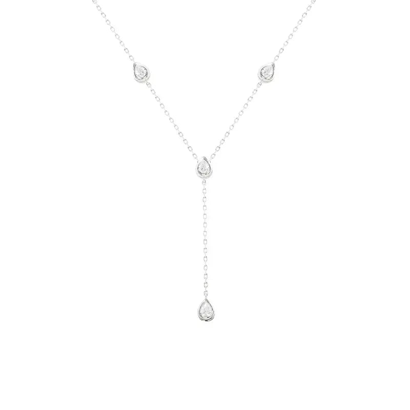 Colar Gravatinha Gotas Prata 925