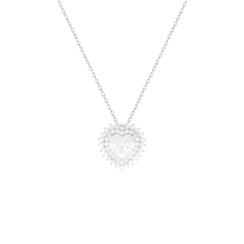 Colar Coração Moissanite Prata 925